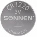 Батарейка литиевая CR1220 1 шт. "таблетка, дисковая, кнопочная", SONNEN Lithium, в блистере