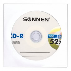 Диск CD-R SONNEN, 700 Mb, 52x, бумажный конверт (1 штука)