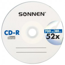 Диск CD-R SONNEN, 700 Mb, 52x, бумажный конверт (1 штука) Диск CD-R SONNEN, 700 Mb, 52x, бумажный конверт (1 штука)