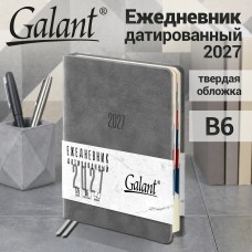 Ежедневник датированный 2027, B6, 125х173 мм, GALANT "Vivid", под кожу, серый Ежедневник датированный 2027, B6, 125х173 мм, GALANT "Vivid", под кожу, серый