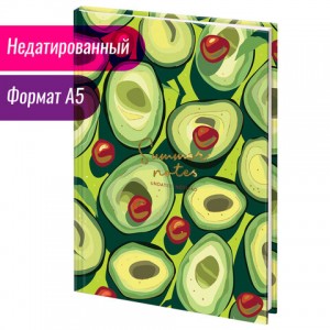 Ежедневник недатированный А5 (145х215 мм), ламинированная обложка с фольгой, 128 л., STAFF, "Avocado