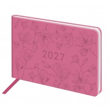 Еженедельник датированный 2027, МАЛЫЙ ФОРМАТ, 105х160 мм, А6, BRAUBERG "Imprint", тиснение, розовый