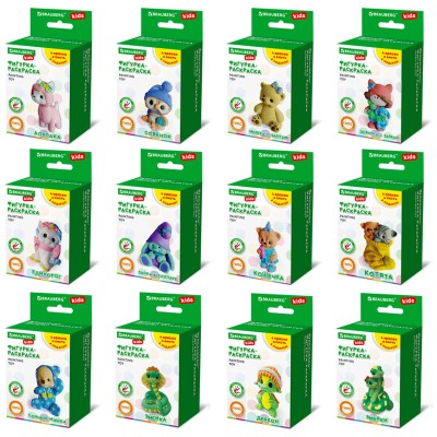 ФИГУРКА ИЗ ГИПСА с красками и кистью для росписи, ассорти, BRAUBERG KIDS