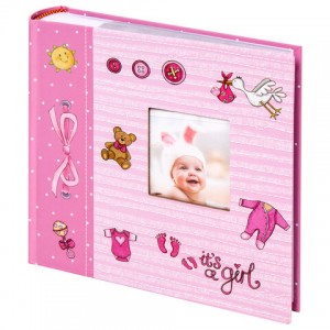 Фотоальбом BRAUBERG "It's a girl" на 200 фото 10х15 см, твердая обложка, бумажные страницы, бокс, розовый