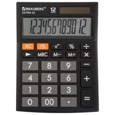 Калькулятор настольный BRAUBERG ULTRA-12-BK (192x143 мм), 12 разрядов, двойное питание, ЧЕРНЫЙ