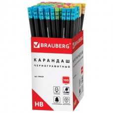 Карандаш чернографитный BRAUBERG, 1 шт., "Black Wood", НВ, с ластиком ассорти, черное дерево, заточе Карандаш чернографитный BRAUBERG, 1 шт., "Black Wood", НВ, с ластиком ассорти, черное дерево, заточе