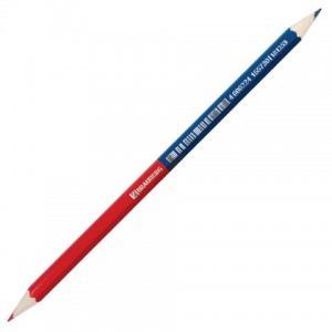 Карандаш двухцветный красно-синий, BRAUBERG, заточенный, грифель 2,9 мм