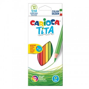 Карандаши цветные CARIOCA "Tita", 12 цветов, пластиковые, грифель 3 мм, шестигранные