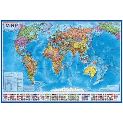 Карта "Мир" политическая Globen, 1:21,5млн., 1570*1070мм, интерактивная, с ламинацией
