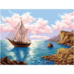 Картина по номерам на холсте ТРИ СОВЫ "Дальнее плавание", 30*40, с акриловыми красками и кистями