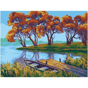 Картина по номерам на картоне ТРИ СОВЫ "Осенний пейзаж", 30*40, с акриловыми красками и кистями
