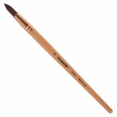 Кисть ПИФАГОР, БЕЛКА, круглая, № 10, деревянная лакированная ручка, с колпачком, пакет с подвесом