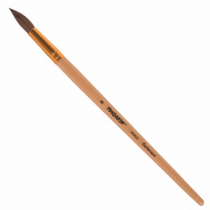Кисть ПИФАГОР, БЕЛКА, круглая, № 8, деревянная лакированная ручка, с колпачком, пакет с подвесом