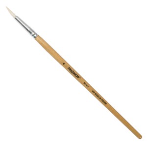 Кисть ПИФАГОР, КОЗА, круглая, № 4, деревянная лакированная ручка, с колпачком