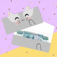 Конверт для денег формовой «Котик», 17,5 х10см