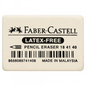 Ластик FABER-CASTELL "Latex-Free", 37x25x7 мм, белый, прямоугольный