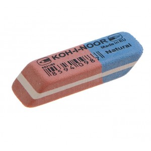 Ластик KOH-I-NOOR, 42х14х8 мм, красно-синий, прямоугольный, скошенные края, натуральный каучук, 6521