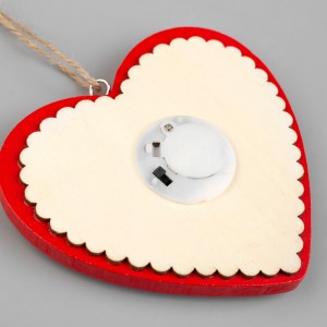 Ёлочная игрушка «Красное сердце со снеговиком», батарейки, свечение тёплое белое
