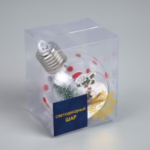 Ёлочный шар «Снеговик», батарейки, 1 LED, свечение тёплое белое