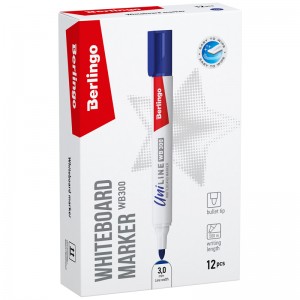 Маркер для белых досок Berlingo "Uniline WB300", синий, пулевидный, 3мм