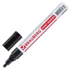 Маркер-краска лаковый (paint marker) 4 мм, ЧЕРНЫЙ (без запаха), алюминий, BRAUBERG PROFESSIONAL