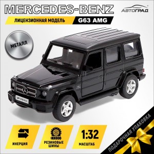 Машина металлическая MERCEDES-BENZ G63 AMG, 1:32, открываются двери, инерция, цвет чёрный