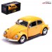 Машина металлическая VOLKSWAGEN BEETLE 1967, 1:32, открываются двери, инерция, цвет жёлтый