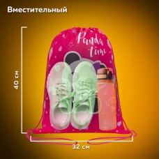 Мешок для обуви ПИФАГОР, 1 отделение, 40х32 см, "Panda time" Мешок для обуви ПИФАГОР, 1 отделение, 40х32 см, "Panda time"
