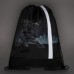 Мешок для обуви ЮНЛАНДИЯ, плотный, светоотражающая полоса, 46х36 см, "Black Ninja"
