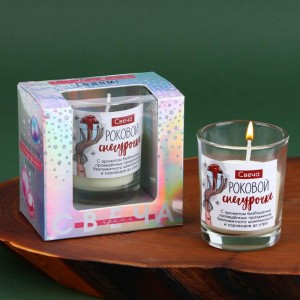 Новогодняя свеча в стакане «Роковой снегурочке», аромат ваниль, 5 х 5 х 6 см