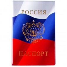 Обложка для паспорта OfficeSpace ПВХ "Триколор", тиснение золото "Герб"