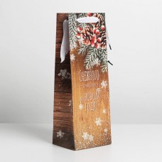Пакет под бутылку крафтовый «Снежного счастья в новом году», 13 × 36 × 10 см