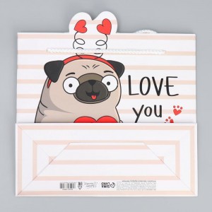 Пакет подарочный «Love you», 25 × 26 × 10 см