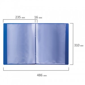 Папка 20 вкладышей BRAUBERG стандарт, синяя, 0,6 мм