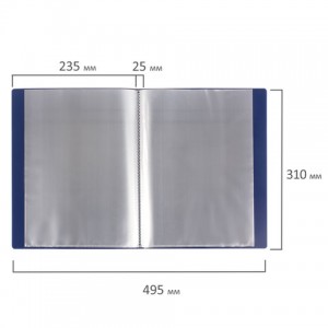 Папка 40 вкладышей BRAUBERG стандарт, синяя, 0,7 мм