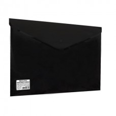 Папка-конверт с кнопкой BRAUBERG, А4, до 100 листов, непрозрачная, черная, СВЕРХПРОЧНАЯ 0,2 мм