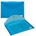 Папка-конверт с кнопкой BRAUBERG, А4, до 100 листов, прозрачная, синяя, 0,15 мм