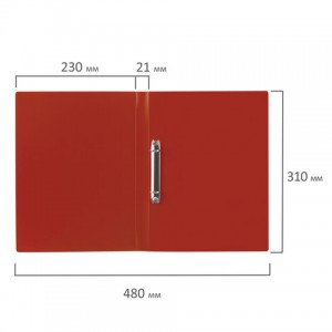 Папка на 2 кольцах STAFF, 21 мм, красная, до 170 листов, 0,5 мм