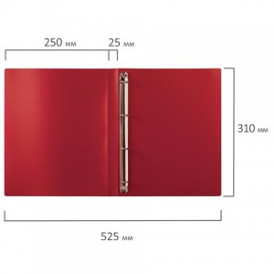 Папка на 4 кольцах STAFF, 25 мм, красная, до 120 листов, 0,5 мм