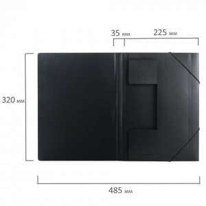 Папка на резинках BRAUBERG, стандарт, черная, до 300 листов, 0,5 мм