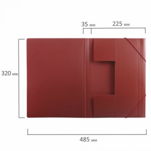 Папка на резинках BRAUBERG, стандарт, красная, до 300 листов, 0,5 мм