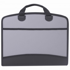Папка-портфель пластиковая BRAUBERG А4+ (375х305х60 мм), 4 отделения, 2 кармана, серая