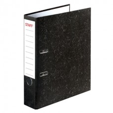 Папка-регистратор STAFF "Бюджет" с мраморным покрытием, 50 мм, без уголка, черный корешок