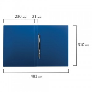 Папка с металлическим скоросшивателем BRAUBERG стандарт, синяя, до 100 листов, 0,6 мм