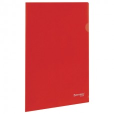 Папка-уголок жесткая, непрозрачная BRAUBERG, красная, 0,15 мм
