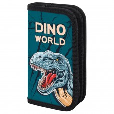 Пенал ПИФАГОР, 2 отделения, ламинированный картон, 19х11 см, "Dino world"