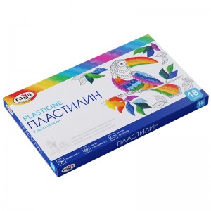 Пластилин Гамма "Классический", 18 цветов, 360г, со стеком, картон. упаковка