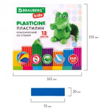 Пластилин классический BRAUBERG "KIDS", 12 цветов, 240 г, стек, ВЫСШЕЕ КАЧЕСТВО Пластилин классический BRAUBERG "KIDS", 12 цветов, 240 г, стек, ВЫСШЕЕ КАЧЕСТВО