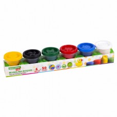 Пластилин-тесто для лепки BRAUBERG KIDS, 6 цветов, 300 г, яркие классические цвета, крышки-штампики