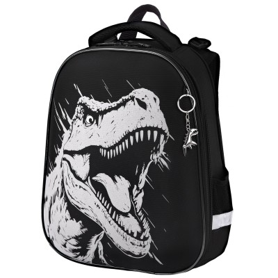 Ранец BRAUBERG SHINY, 2 отделения, с брелком, Scary dino, СВЕТЯЩИЙСЯ РИСУНОК, 38х28х14 см